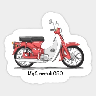 Drawing of Retro Motorcycle Honda Cub C50 Sticker